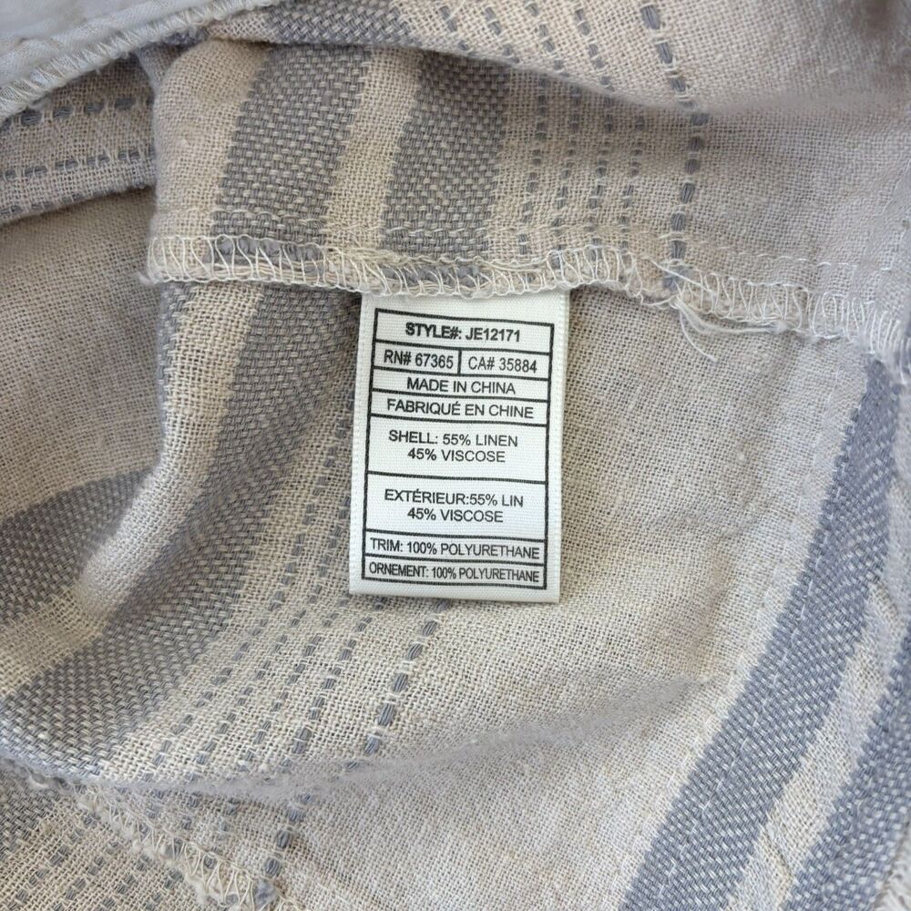 Jack BB Dakota Womens Striped Linen Blazer Jacket Size L Neutral Chic Coastal - Picture 12 of 13